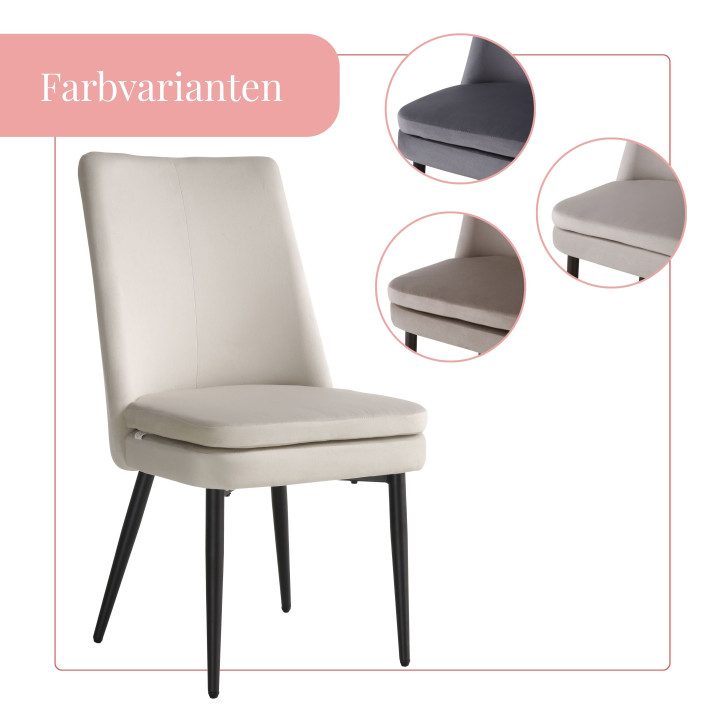 BHS LIVING Esszimmerstuhl, Küchenstuhl, Stuhl für den Wartebereich LIVIA Polstersessel mit hohem Rücken Samtstoff: elfenbein 60x47x89 cm